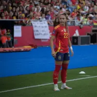Athenea del Castillo durante el partido clasificatorio para la Eurocopa 2025 ante Bélgica en Riazor.