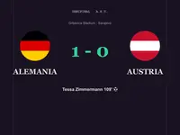Tarjeta con el resultado final de 1-0 favorable a Alemania ante Austria en la semifinal del Europeo femenino sub-19.