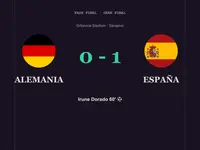 Tarjeta de resultado de la final del Europeo femenino sub-19: Alemania 0-1 España.
