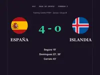 La selección española celebra un gol contra Islandia en el Europeo sub-19.