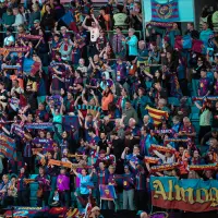 La afición del Barcelona, en la final de la Champions 2025/26 que su equipo ganó al OL Lyonnes.