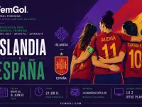 Cartel oficial del encuentro entre Islandia y España para la clasificación al Mundial 2027.