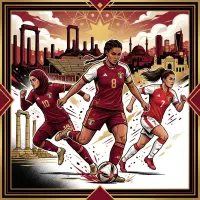 Ilustración editorial sobre la selección femenina de Jordania.