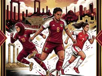 Ilustración editorial sobre la selección femenina de Jordania.