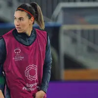 Mariona Caldentey calentando antes de un partido de Champions League con el FC Barcelona.