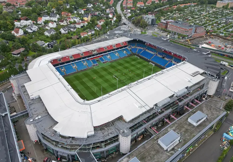 El Ullevaal Stadion de Oslo, sede de la selección noruega de fútbol.
