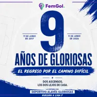 Gráfico conmemorativo de los 9 años de historia de las Gloriosas (2017-2026).