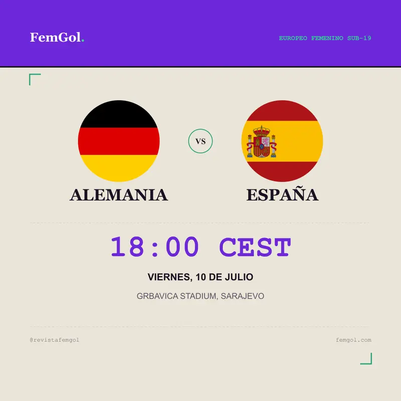 Tarjeta del partido de la gran final entre Alemania y España.
