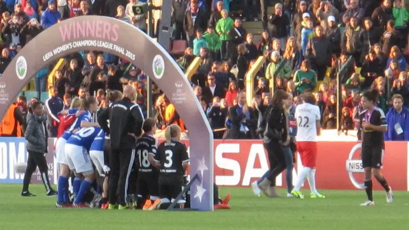 El 1. FFC Frankfurt celebra en Berlín la final de la Champions femenina de 2015, ganada al Paris Saint-Germain.
