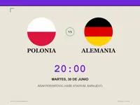 Tarjeta del encuentro de la segunda jornada del grupo A entre Polonia y Alemania.