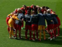 La selección turca hace piña antes de medirse a Alemania en la clasificación para la Eurocopa de 2017 (abril de 2016).