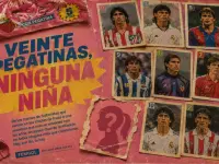 Ilustración generada por IA que recrea los cromos tradicionales de futbolistas masculinos.